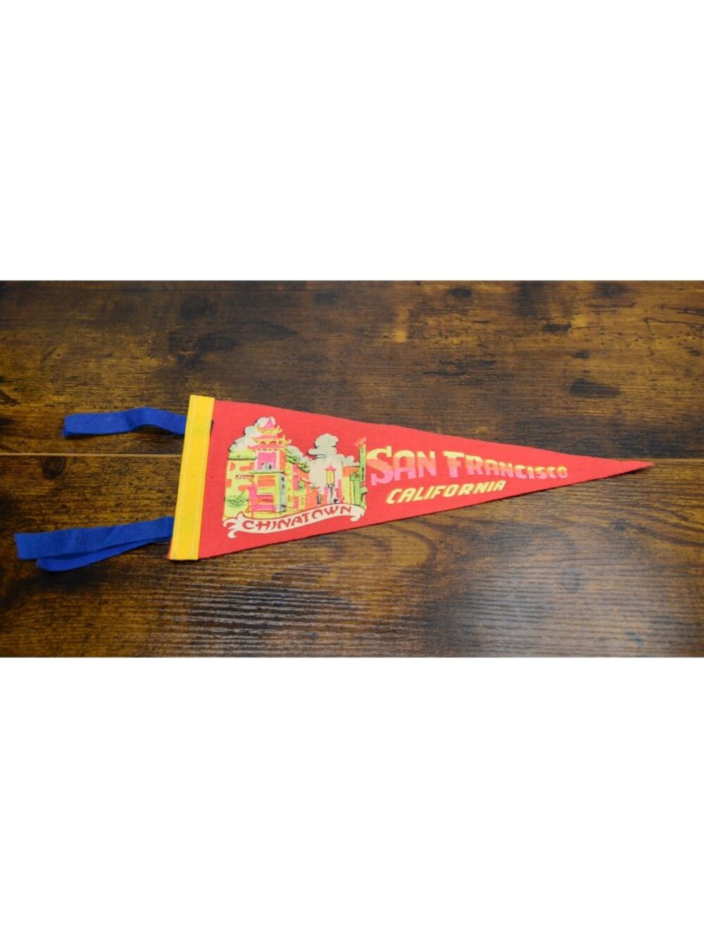 Vintage San Francisco Chinatown Felt Pennant With Bright Graphics 11.5 inches